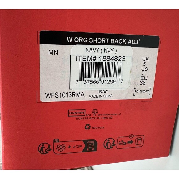 New Hunter Women's Navy (NVY)Blue Original Short Back Adjustable Rain Boots Sz 7 - Picture 2 of 13